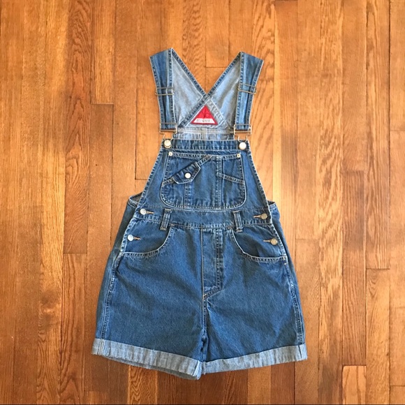 orange and blue overalls shorts